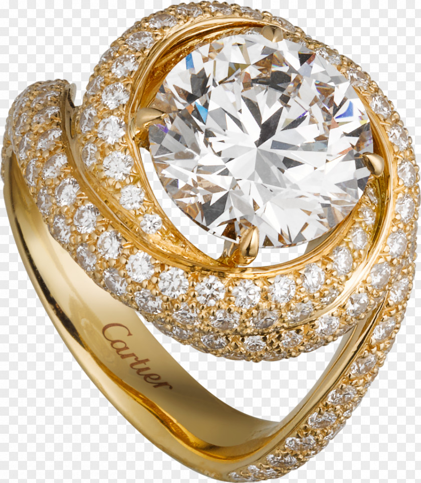 Gold Ring Collection Brilliant Diamond Carat Cartier PNG