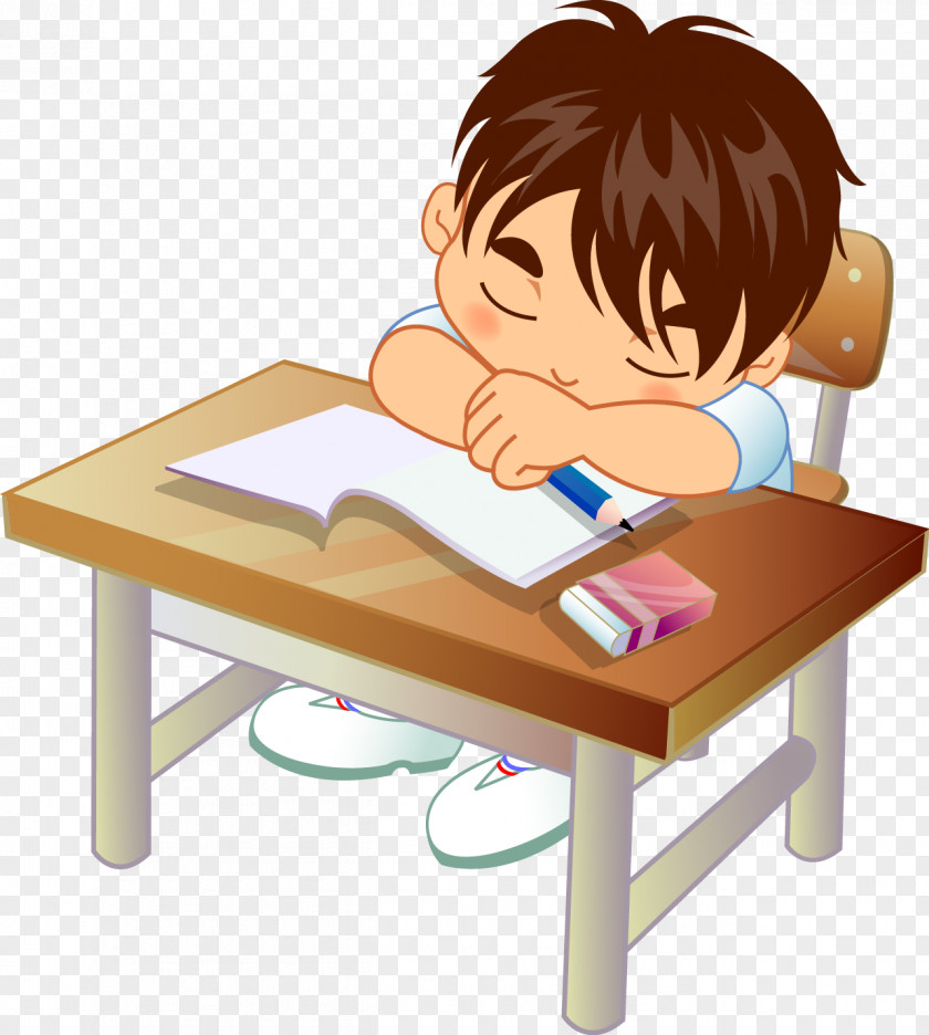 Cartoon Cute Student Table Clip Art PNG