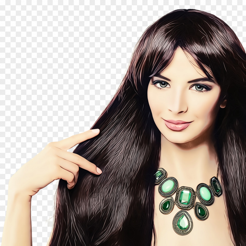 Forehead Beauty Hair Hairstyle Black Long Coloring PNG