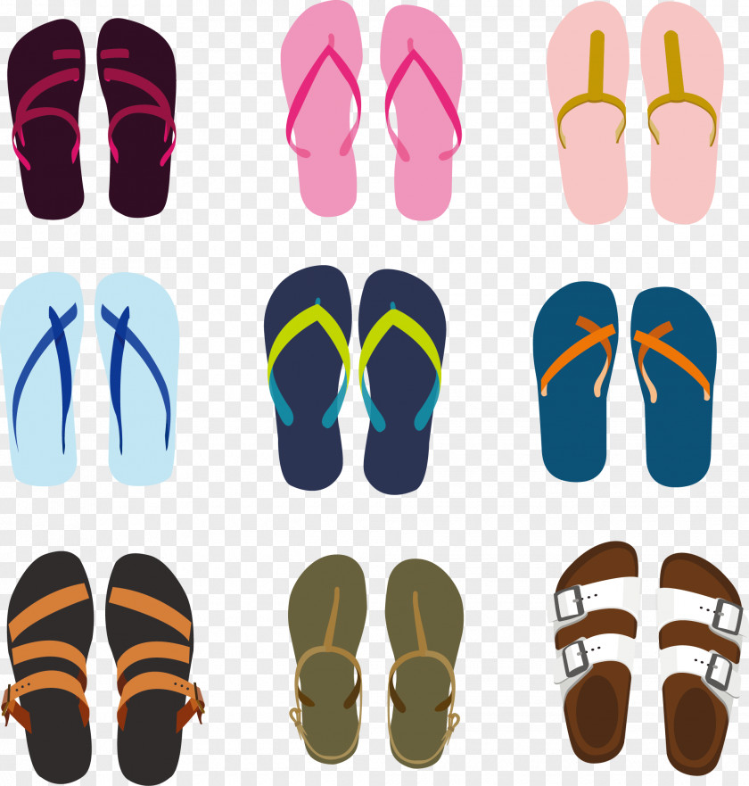 Vector Hand-painted Sandals And Sandal Flip-flops PNG