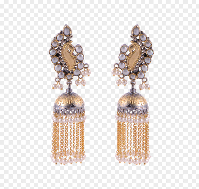 Gold Stone Pearl Earring Body Jewellery PNG