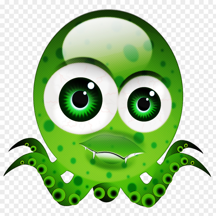 Smile Octopus Green Eye PNG