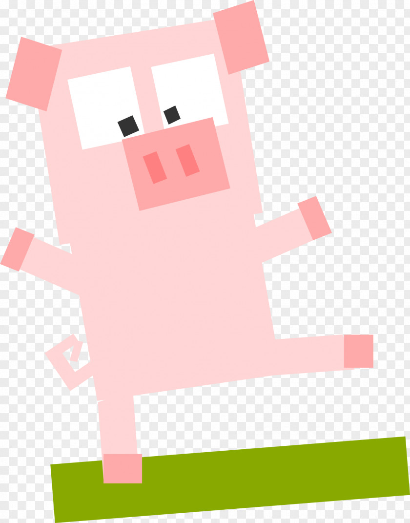 Square Pig Cartoon Clip Art PNG