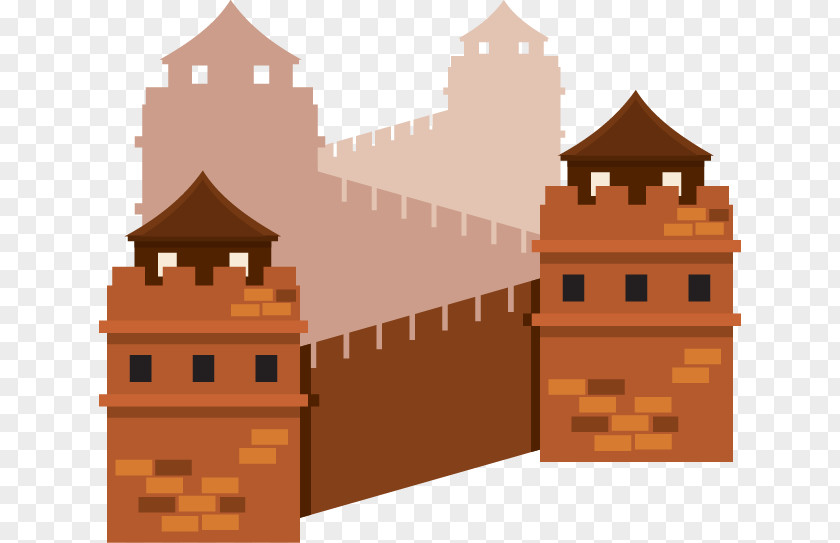 Flat Cartoon Great Wall Of China Temple Heaven Internet PNG