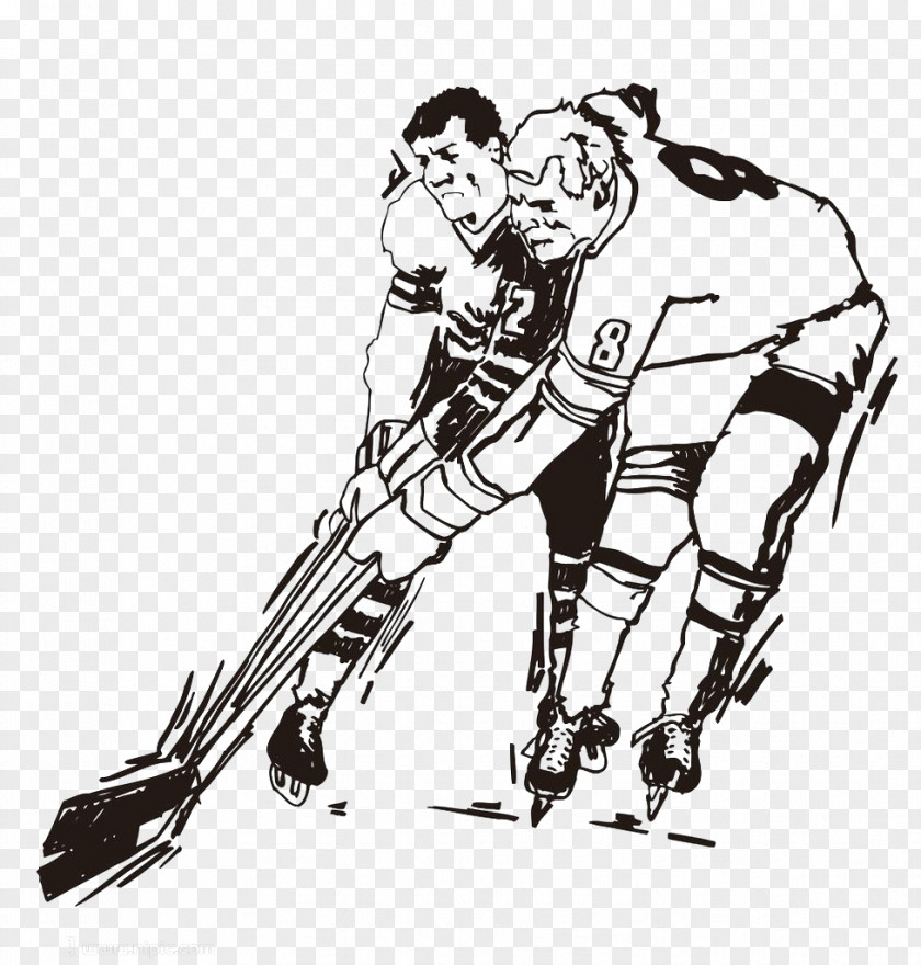 Two Men Playing Hockey Ice Sport PNG