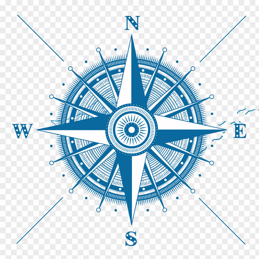 Blue Compass Vector Material Rose Drawing Illustration PNG