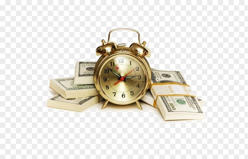 Golden Alarm Clock Behind A Pile Of Money Time Value Investment Investor Budget PNG