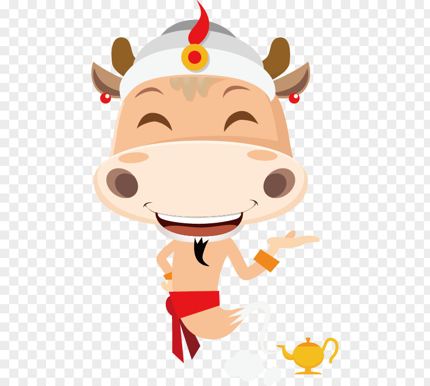 TDP Cow Aladdin Cartoon Illustration PNG