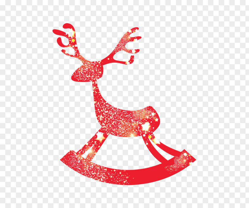 White Star Red Elk Silhouette Santa Claus Christmas Deer Greeting Card PNG