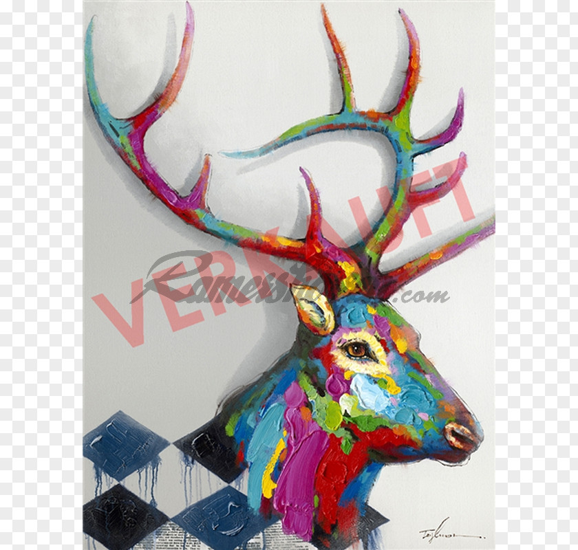 Deer Canvas Art Oil Painting PNG