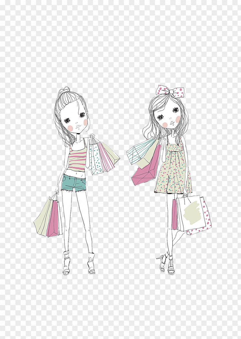 Shopping Girl Cartoon Illustration PNG Illustration, women clipart PNG