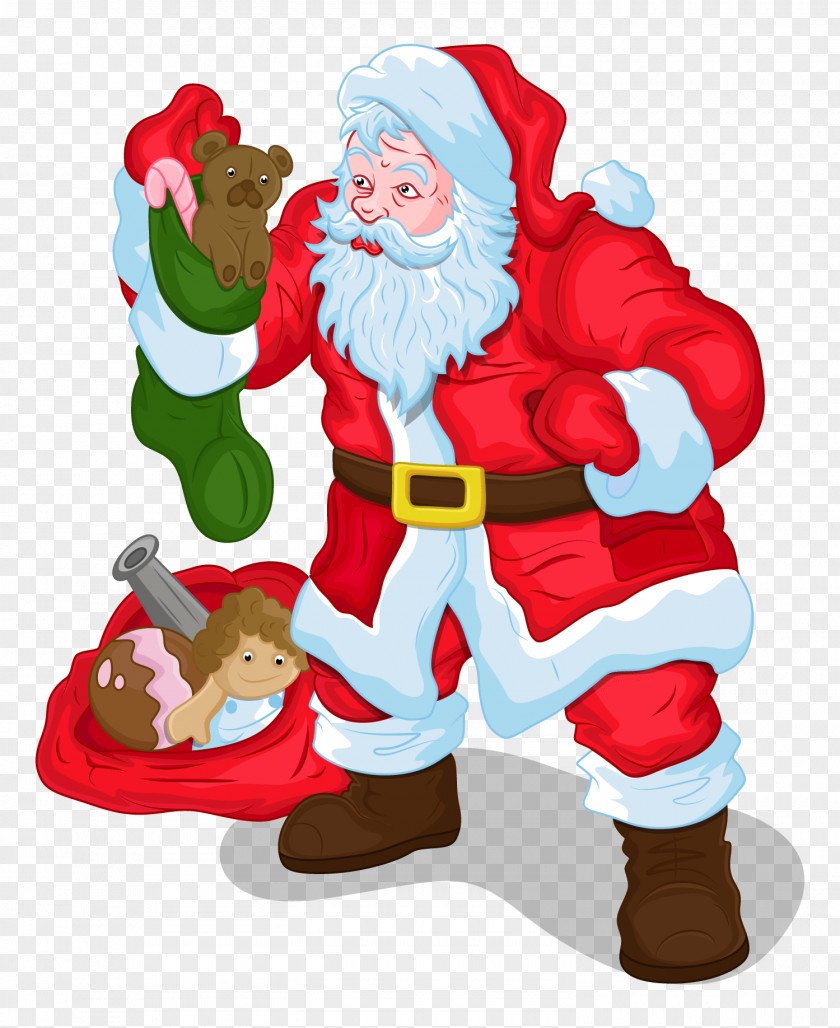 Santa Claus Carries A Gift Christmas Clip Art PNG