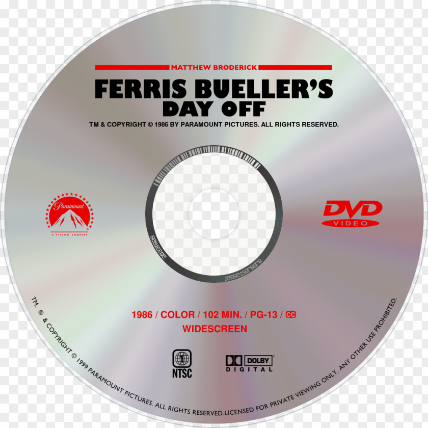 Ferris Bueller Compact Disc Paramount Pictures DVD Video Film PNG