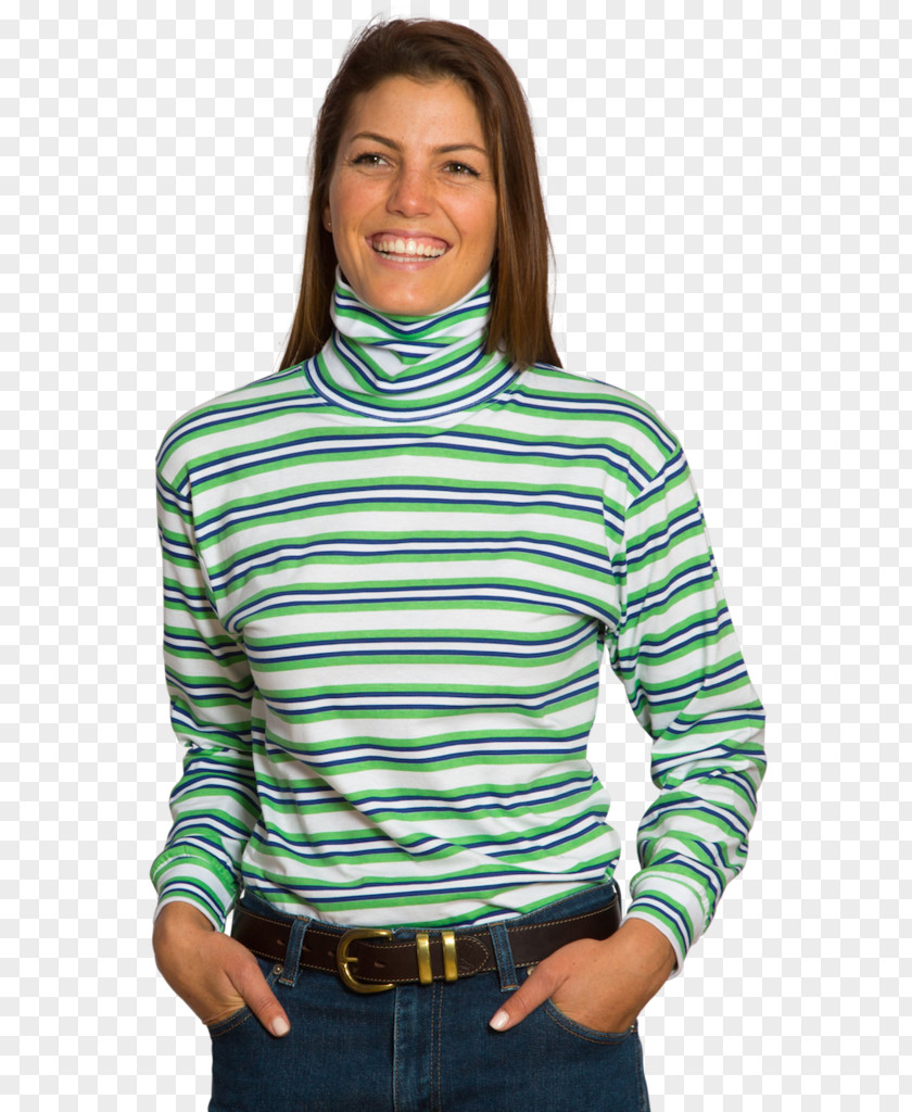 Green Navy Stripes Sleeve T-shirt Sweater Polo Neck Shoulder PNG