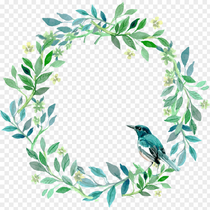 Green And Fresh Grass Ring Bird Decoration Pattern PNG