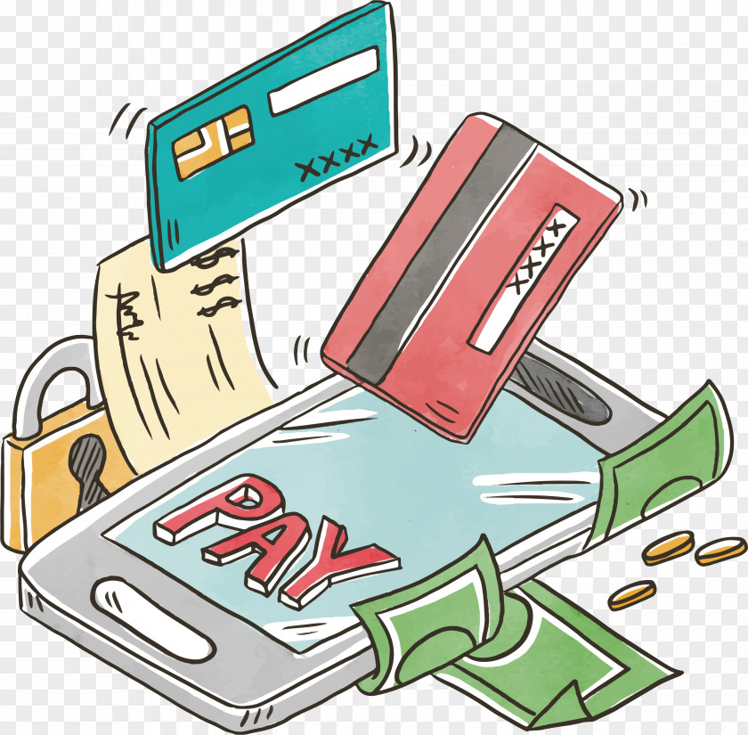 Hand Drawn Electronic Bank Card Payment PNG