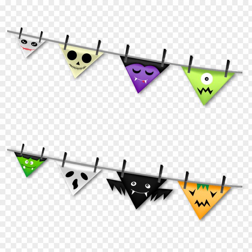 Halloween Pull Flag Bunting Textile Clip Art PNG