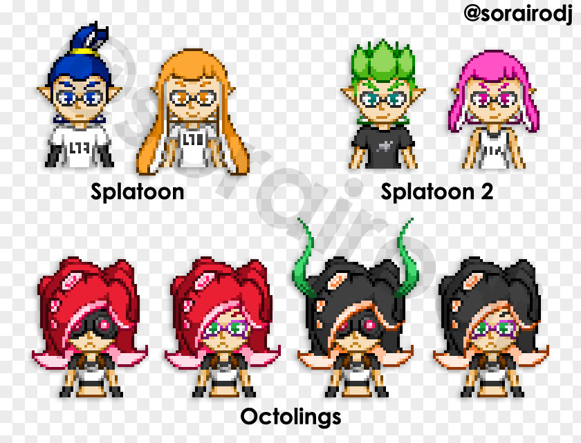 Splatoon 2 Squids Pixel Art PNG