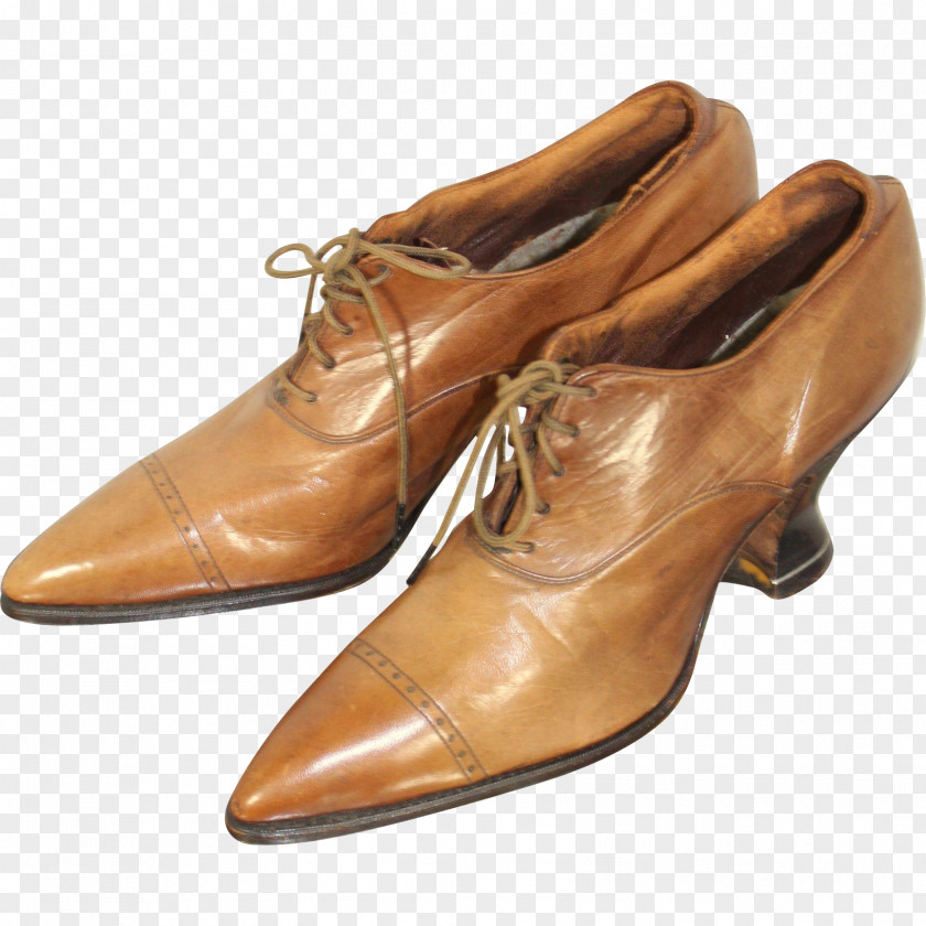 Vintage Oxford Shoes For Women Fifties Shoe Leather Caramel Color PNG