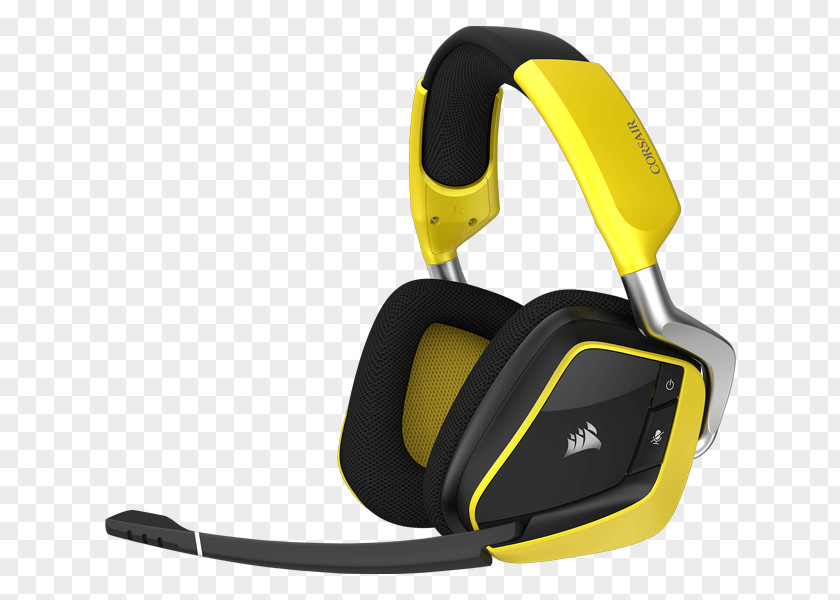 Corsair Wireless Headset Yellow Noise-canceling Microphone VOID PRO RGB Headphones PNG