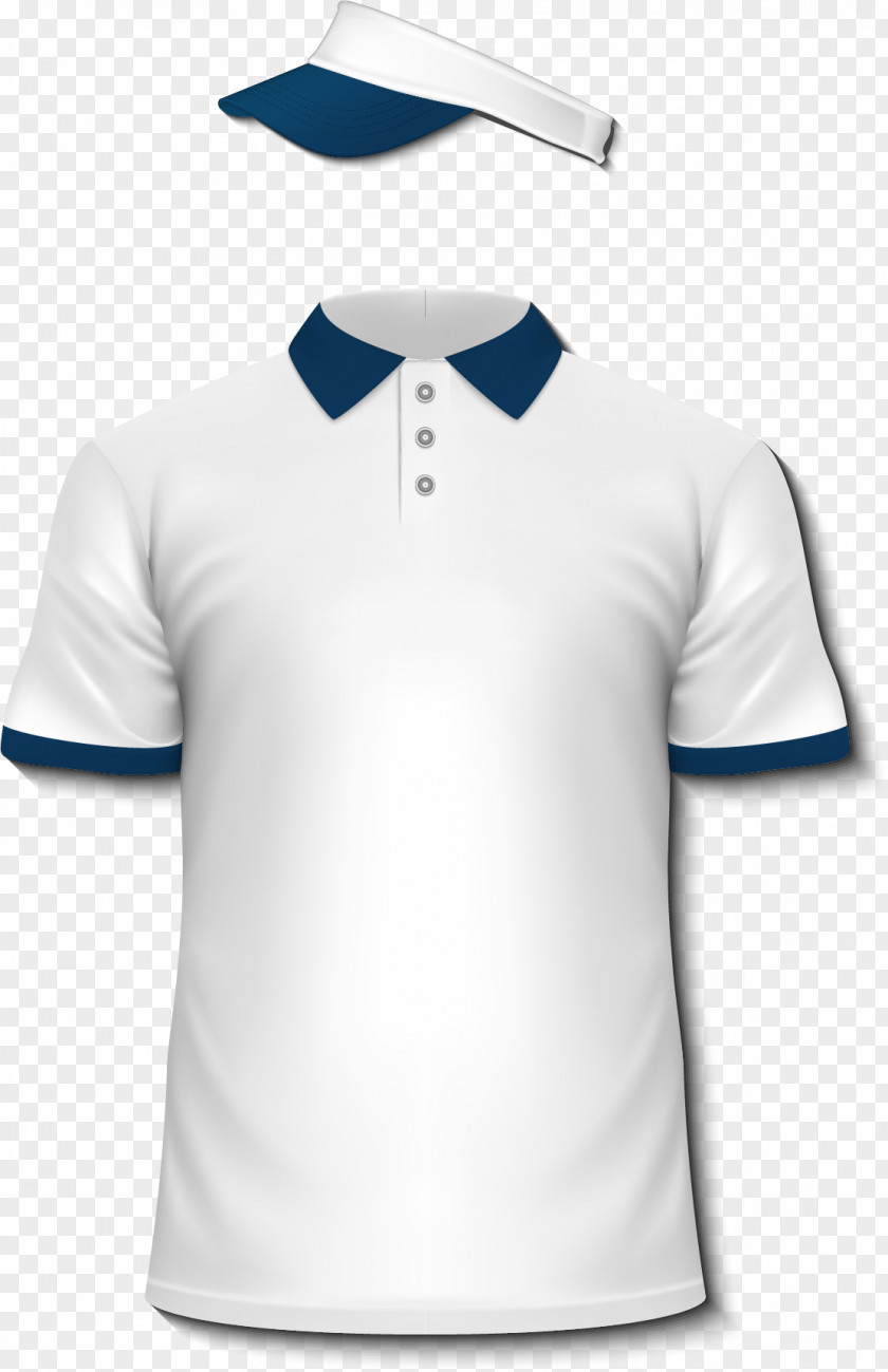 Vector Hand Painted White T-shirt Sleeve Polo Shirt PNG