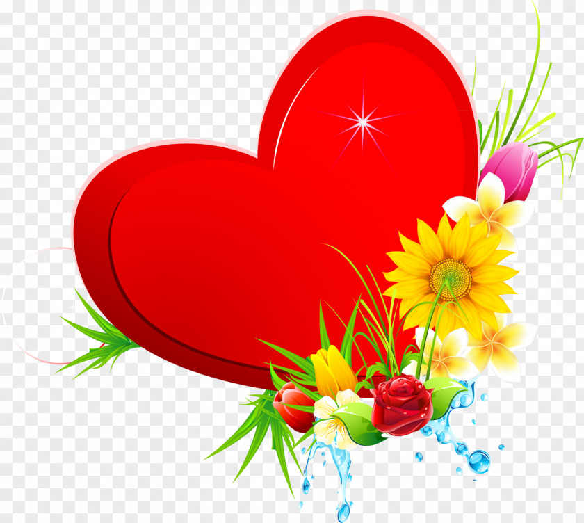 Flower Heart Color Valentine's Day PNG