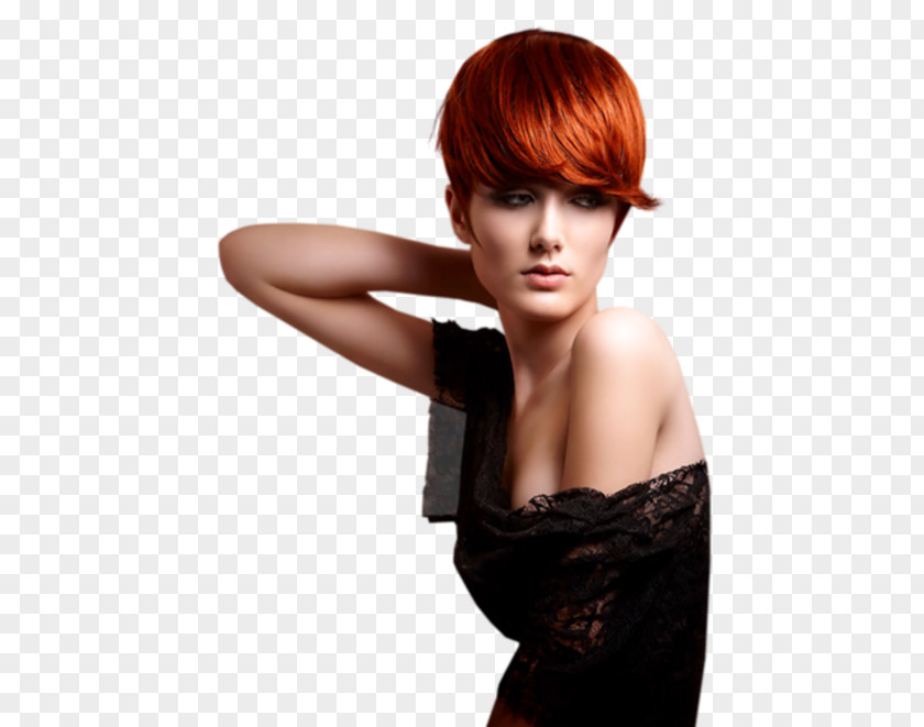 Hair Bangs Coloring Red Step Cutting Fashion PNG