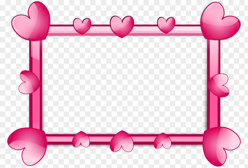 Pink Heart Cartoon Frames Picture Frame Clip Art PNG
