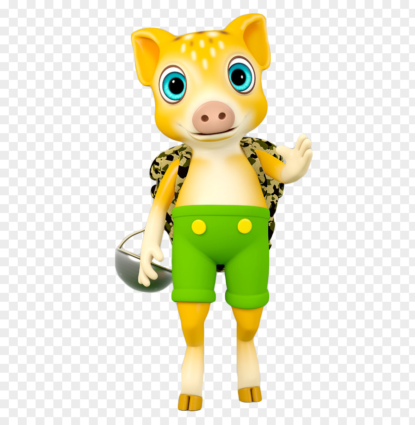 Dressed Piglet Yellow Designer PNG