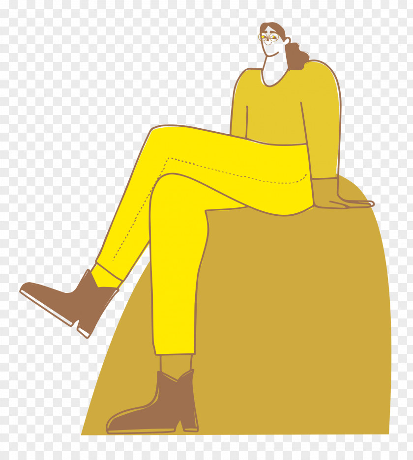 Sitting On Rock PNG