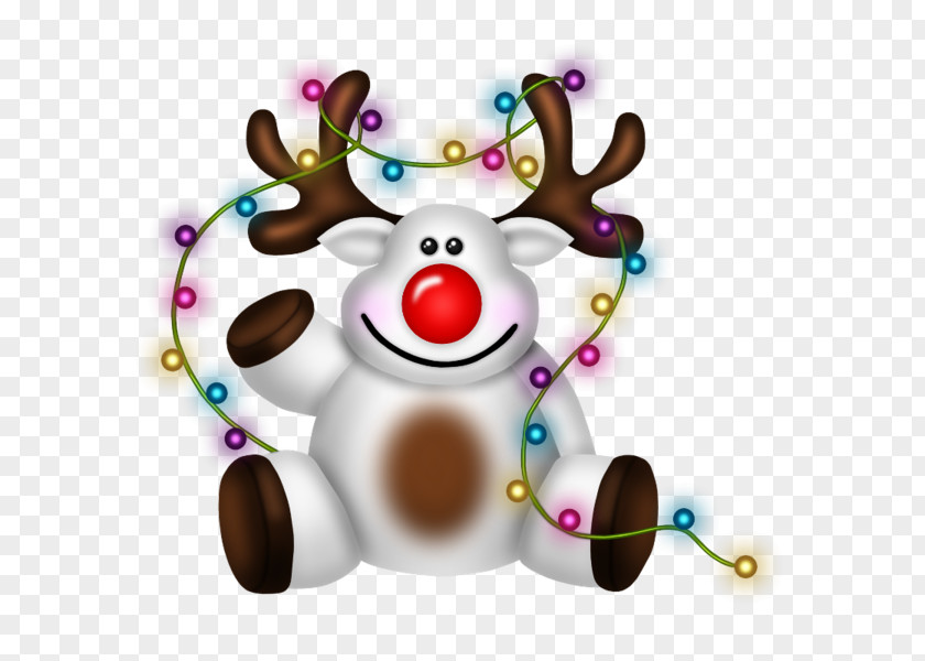 Cartoon Christmas Lights Wearing Deer Reindeer Santa Claus Clip Art PNG
