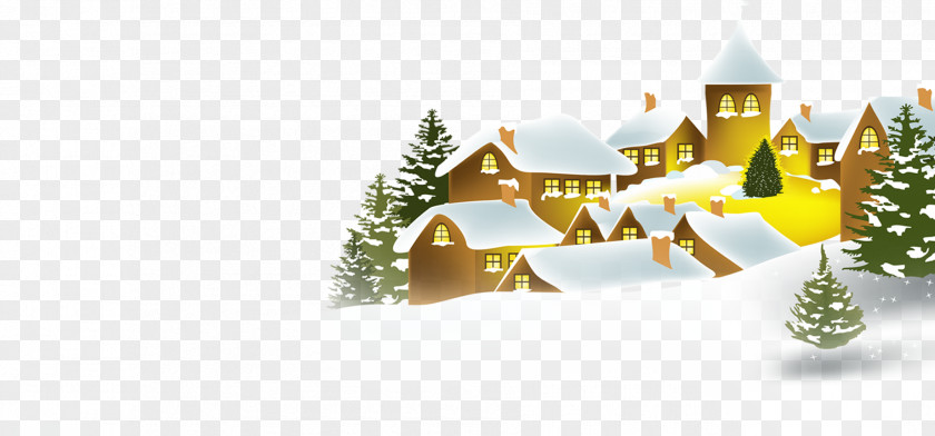 Snow House Decoration New Years Day Wish Greeting Eve PNG