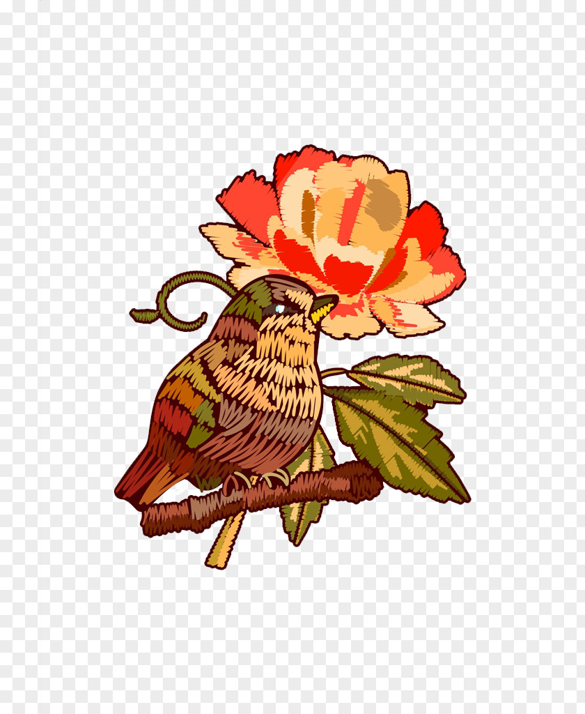 Watercolor Sparrow Floral Design Bird Illustration PNG