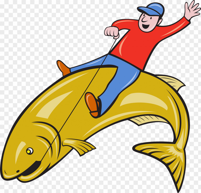 A Man Riding On Fish Trout Fishing Royalty-free Illustration PNG