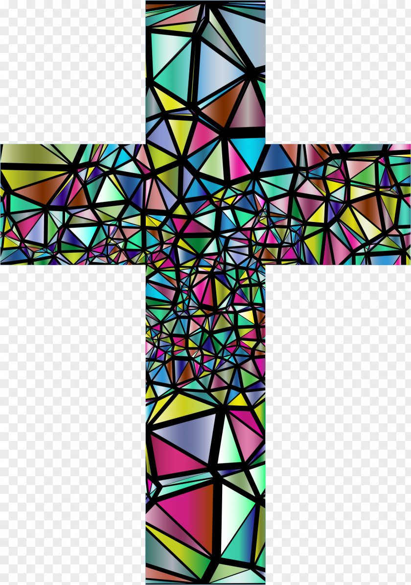 Lower Third Stained Glass Window Christian Cross Clip Art PNG