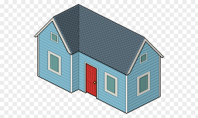 House Pixel Art Isometric Projection Building PNG