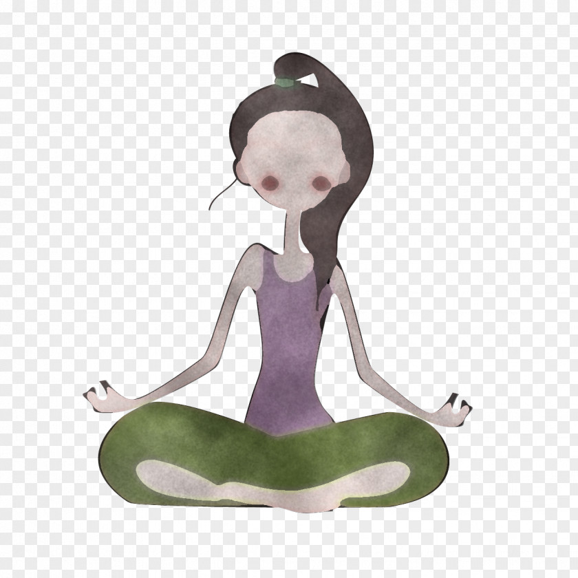 Cartoon Meditation Sitting Animation Figurine PNG