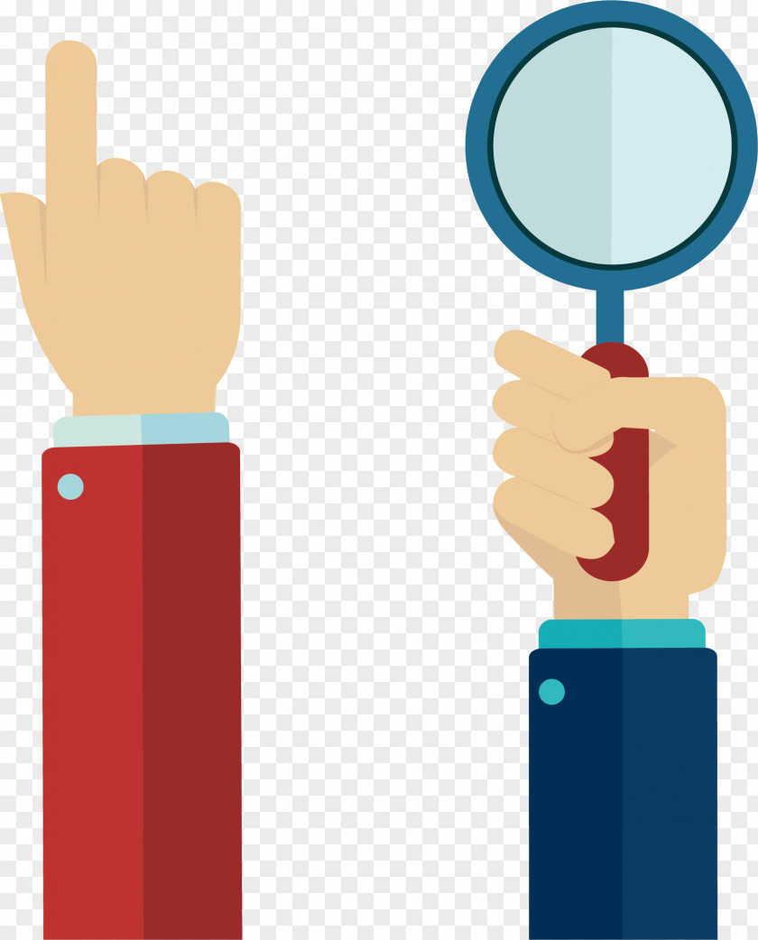 Click The Magnifying Glass Finger Hand Flat Design PNG