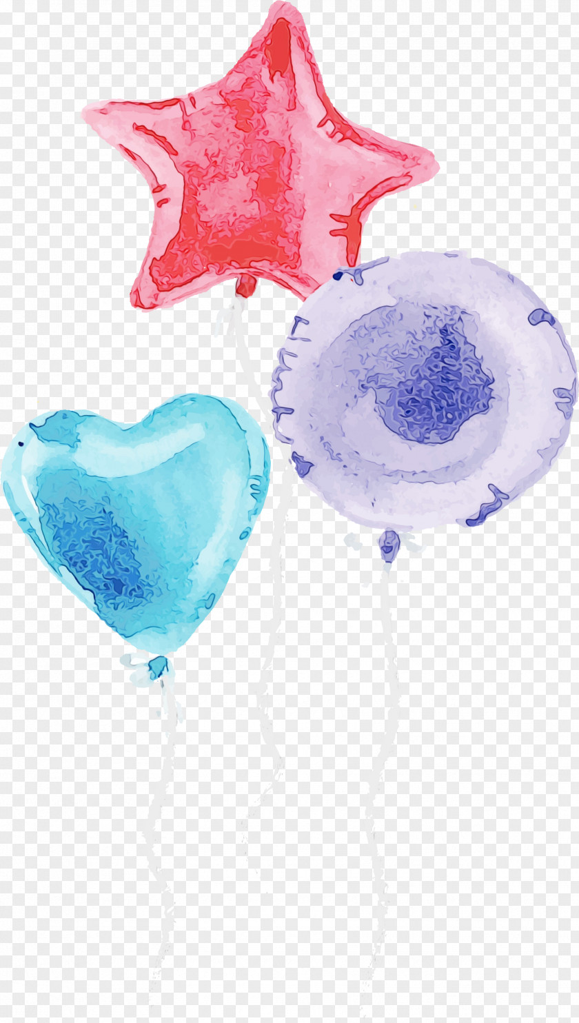 Watercolor Paint Party Supply Balloon Heart PNG