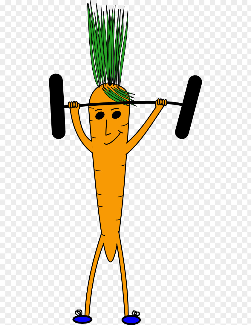 Cartoon Man Lifting Weights Carrot Clip Art PNG