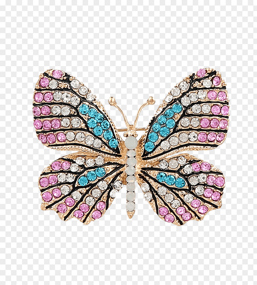 Butterfly Brooch Monarch Earring Imitation Gemstones & Rhinestones PNG