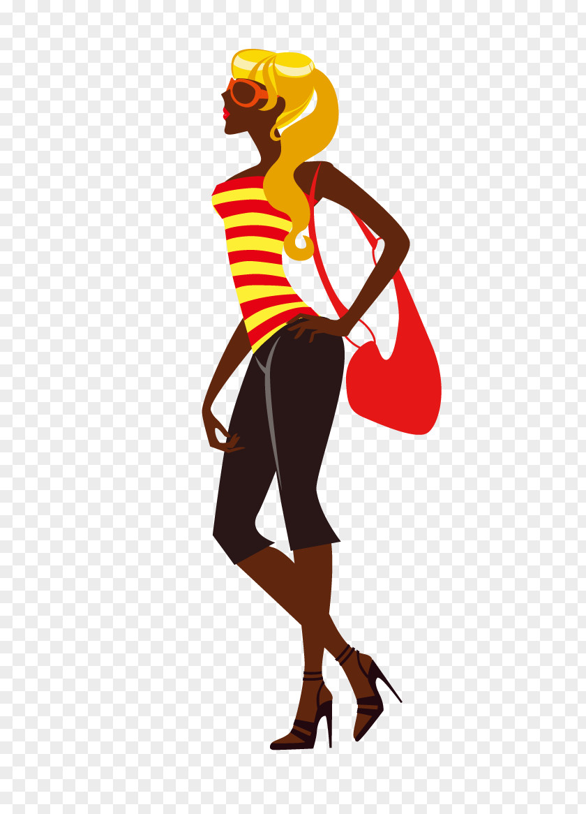 Cartoon Fashion Female Girl PNG Girl, red back pack Woman clipart PNG