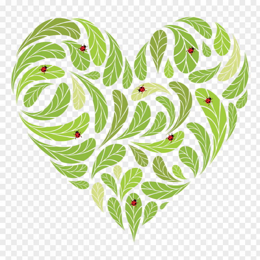 Mint Leaves Heart Clip Art PNG