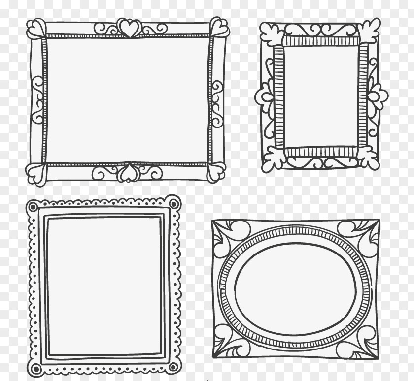 4 Creative Black Frame Vector Material Gold Illustration PNG