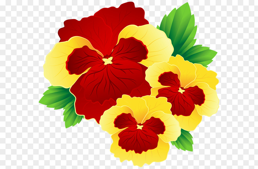 Red And Yellow Pansy Flower Clip Art PNG