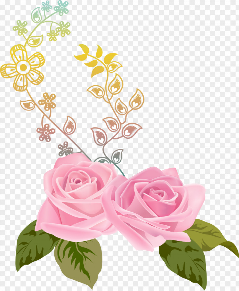 Hand-painted Pink Roses Flower Render Nature Garden PNG