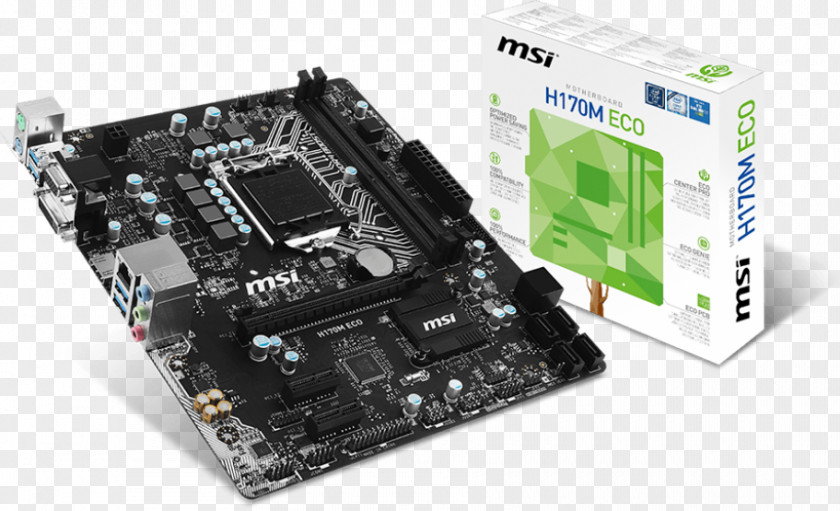 Intel LGA 1151 Motherboard MSI H110M ECO MicroATX PNG