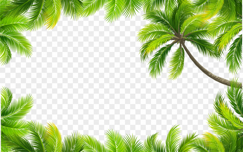 Vector Painted Green Leaves Border Euclidean Color PNG