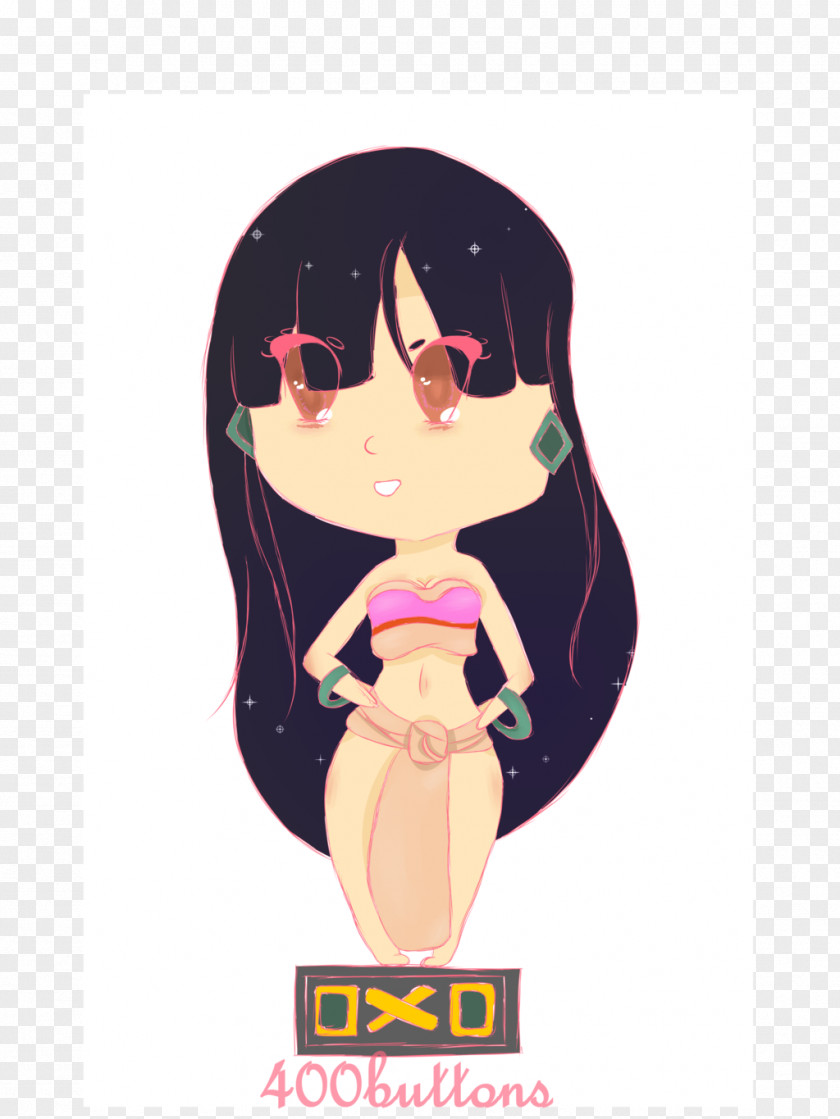 Chel Cartoon Black Hair Character PNG