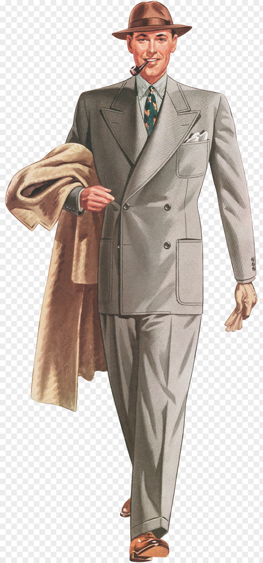 Gentle Men 1930s 1940s Fashion Suit Vintage Clothing PNG